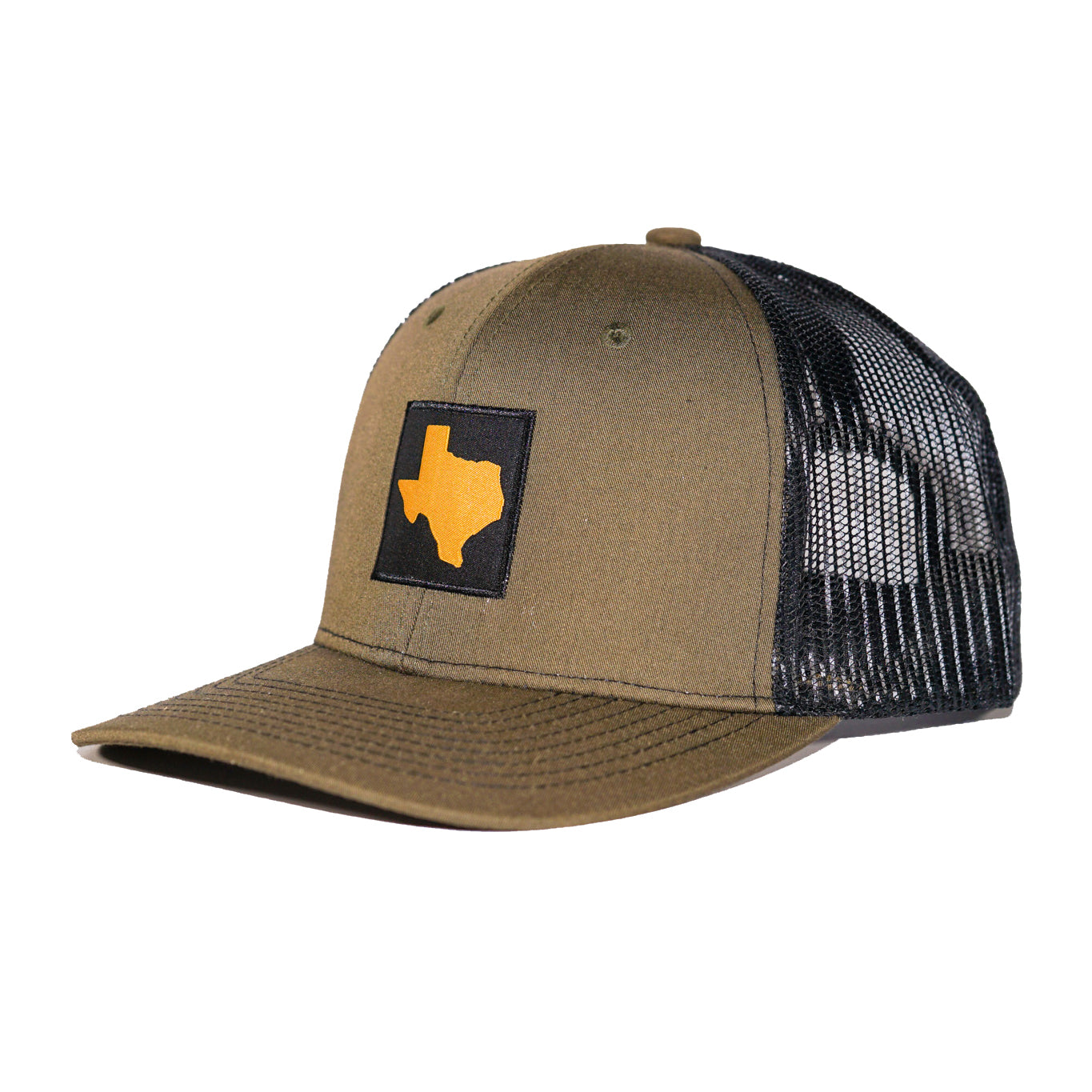 Texas Patch Trucker Ball Cap - Olive w Black Mesh